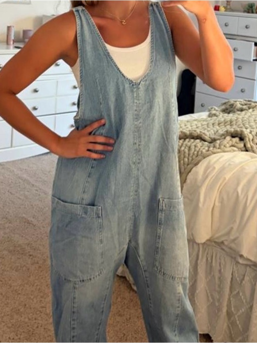 Free People Light Blue Denim Women’s Overalls Jeans